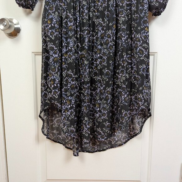 Free People | Black Floral Lace Trim Long Sleeve Midi Dress Size - Picture 8 of 9